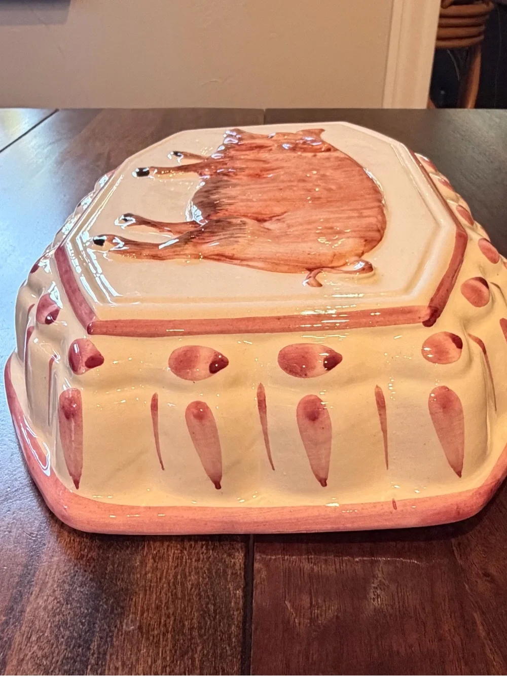 Vintage 70s Handpainted Hanging Pig Mold...Made in Italy 101/2 x 8